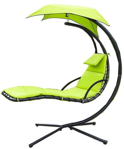 BEAZOOM Set di cuscini per sedia a sdraio sospesa, cuscino in tessuto di poliestere beige con corde di sicurezza, per chaise longue curve, lavabile in lavatrice, per esterni, patio, per la