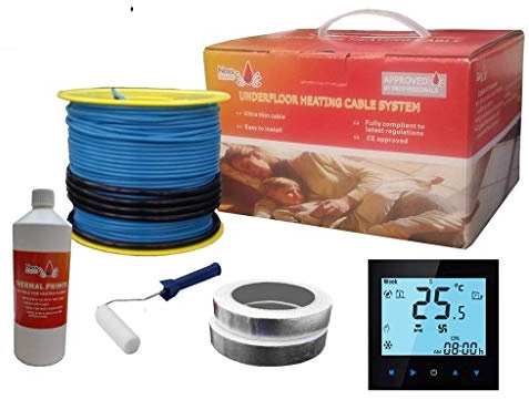 Nassboards Electric Underfloor Heating Cable System 150w – WiFi Thermostat & Cable for Under Tiles & Laminate in Conservatory, Bathroom, Safe Insulation – includes Installation Kit