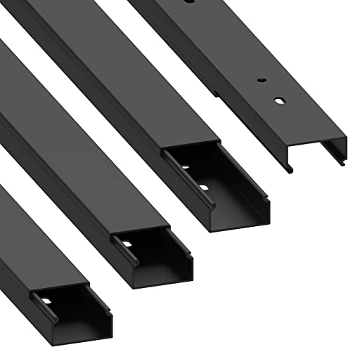 Habengut | canalina per cavi (con fori di montaggio nel pavimento) 15x30 mm, in PVC, lunghezza 4 m (4 x 1 m), nero