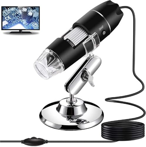 Tragbares digitales USB-Mikroskop - Endoskop Kamera Zoom 50X bis 1000X - Intensität 8 einstellbare LEDs - Digitales Mikroskop mit Foto- und Videoaufnahme - Einstellbarer Autofokus - Für Windows Mac