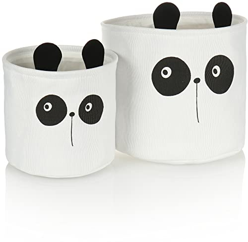 com-four® 2-teiliges Set Aufbewahrungskörbe Panda, Körbe für Babyprodukte | Bücher oder Spielzeug - Aufbewahrungstaschen ohne Deckel - Kinderzimmer