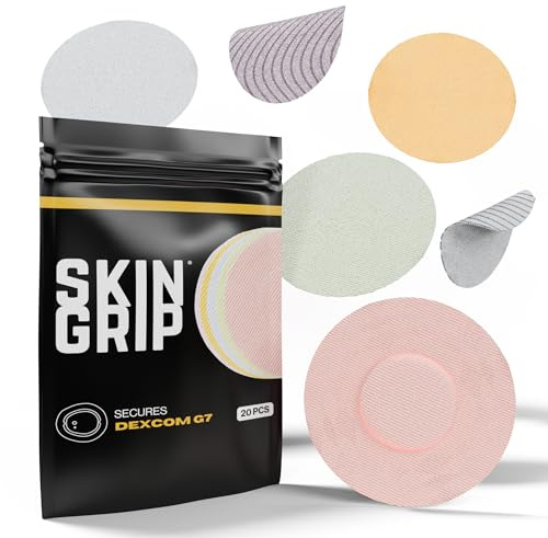 Skin Grip 20 x Adhesive Patches for Dexcom G7 & Stelo CGM - Waterproof and Sweatproof Cover for Continuous Glucose Monitor Sensor, Stays Safe for 10-15 Days, Pastel Colours