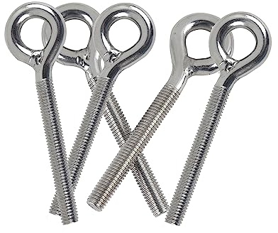 HVDHYY M10 Boulon d'anneau de Levage Longue Tige 304 Acier inoxydable Soudé vis Hélicoïdale vis d'anneau de Levage pour Yacht Marine Bois Installation Jardin Projet de Suspension (5pcs)
