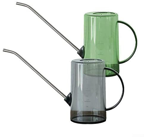 Annaffiatoio per fiori e piante con beccuccio lungo in acciaio inossidabile, con beccuccio lungo, in plastica, annaffiatoio da 1 l, per interni da giardino, casa, piante a becco lungo (verde)