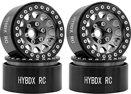 HYBDX Rc 1.9 Inch Aluminum Alloy Beadlock Wheel Rim Hub 4pcs Suit for 1:10 RC Crawler Axial SCX10 SCX10 II TRX4 RC4WD D90(Grey 4 PCS)