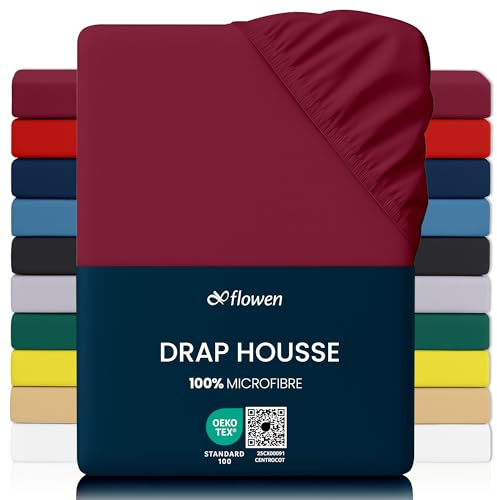 Flowen Spannbettlaken 200x200 cm Mikrofaser Spannbetttuch Bordeaux für Bett Atmungsaktive Hypoallergene Bettlaken Anti-Milbe Leicht Weich und Knitterfrei mit 30 cm Tiefe Tasche Maschinenwaschbares