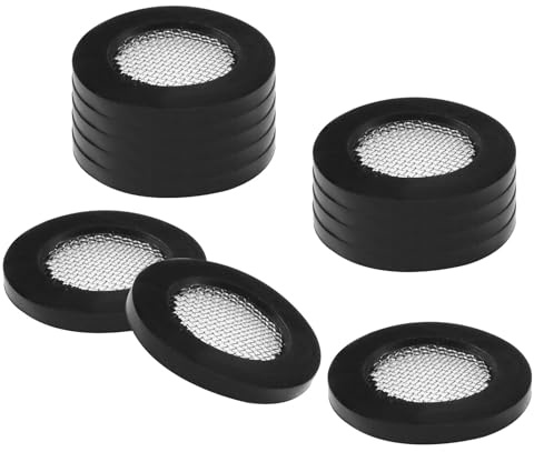 PATIKIL Arandelas Planas de Goma, 12pcs Juntas Toricas Redondas Sellado con Filtro de Acero Inoxidable 304 para Manguera de Agua de grifo Sujetador, 16x24x3mm (ID*OD*Gorsor), Negro