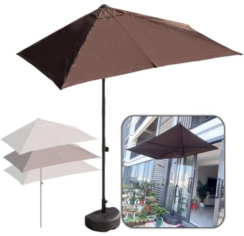 Ombrellone da Parete Rettangolare Ombrellone da Giardino 200x100 / 250x130 cmProtezione UV Palo Regolabile Ombrello Parasole da Esterno Balcone Terrazza ( Colore : Marrone , Misurare : 250x130cm(with