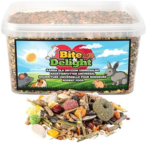 Bite & Delight komplett gnagarfoder - för gerbiler, möss och råttor - naturliga och hälsosamma ingredienser - utan tillsatt socker eller konserveringsmedel - 5000ml - 3,10kg