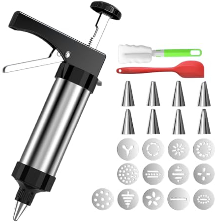 Presse à biscuits avec 13 plateaux et 8 buses de plastification – Kit pistolet à presser pour la fabrication de biscuits et les churros