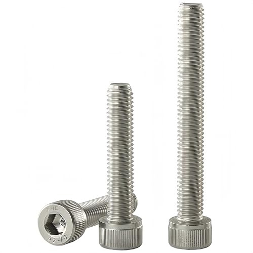 YIIFLY M10x 55 mm Innensechskantschrauben metrisch, Innensechskantantrieb, 304 Edelstahl (A2-70), Zylinderschrauben mit Innensechskant Vollgewinde, blanker Finish, Maschinengewinde, Menge: 6 Stück