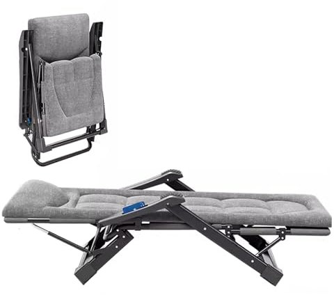 Leichtes Feldbett Klappbar Metall Klappbett, Multifunktionales Bett und Stuhl Foldable Bed, Belastbarkeit 300kg, 5 Stufig Verstellbar für Büro, Heim, Outdoor(179x75x42cm)