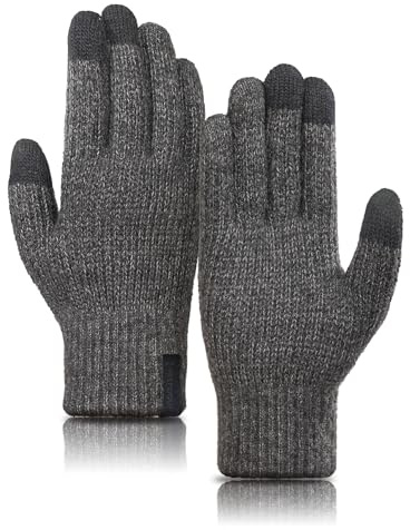 TRENDOUX Merino Wool Gloves Women Ladies Thick Touchscreen Fingers Stretch Warm Grey XL