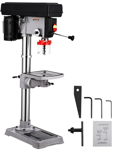 GarveeTech 13 in Benchtop Drill Press, 7.5 Amp 120V, 288-3084 RPM Variable Speed Cast Iron Bench Drill Press, 0-45° Tilting Worktable, Tabletop Drilling Machine for Wood Metal