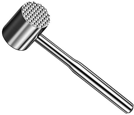 OKUMEYR Martello per Carne in Acciaio Inox Utensile da Cucina per Schiacciare La Carne Design Foro per Appenderlo
