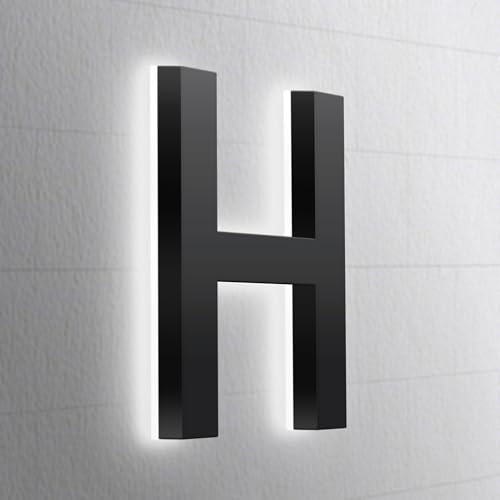 Numeri Civici Illuminati Retroilluminati A LED, Nero Opaco, Targhetta Luminosa Con Segni Di Indirizzo Moderni Per Esterni E Interni, Resistente Intemperie E Corrosione, Giorno E Notte,H