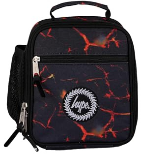 hype Boys Lunch Box, Black Lava | Boys school meal bag with thermal lining, 3 compartments, mesh bottle holder, grab handle and easy-clean fabric