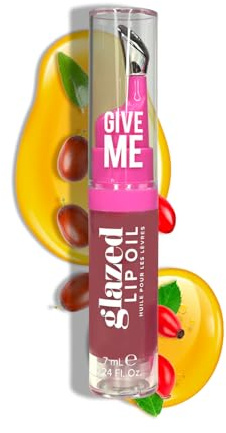 Give Me Cosmetics, Glazed Lip Oil, Infused with Jojoba Oil, Intensely Hydrating and Delivers a Gorgeous, Glossy Finish - Blush Hour