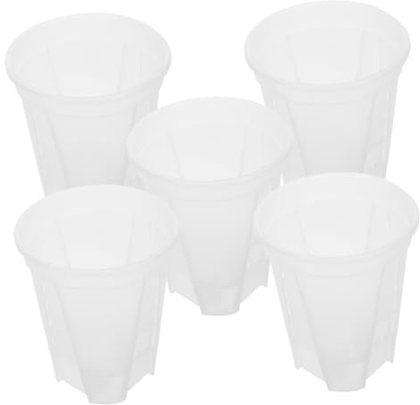 ROMISBABA Macetas De Plástico Autorriego Transparentes, 5 Unidades De 6 Pulgadas para Cultivo De Orquídeas y Plantas Tropicales En Interiores