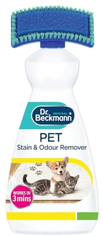 Pet Stain & Odour Remover with Built-In Applicator Brush, Fast-Acting Carpet & Upholstery Cleaner, Eliminates Pet Messes & Urine Smells, 650 ml