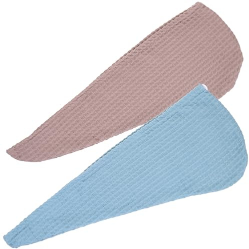 Angoily 2 Stück Mikrofaser Haarturban Handtücher zum Schnellen Trocknen Sanft zum Haar mit Fester Fixierung und Schlichtem Design für Bad und Dusche