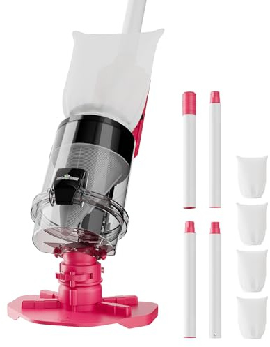 Aspiradora inalámbrica para piscina con poste telescópico, potente succión de 30 GPM, filtración dual avanzada, batería reemplazable, tiempo de funcionamiento de 1 hora, limpiador de piscina de mano