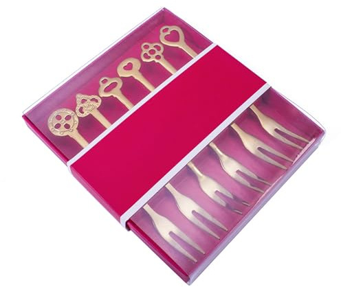 Fourchettes à Fruits en acier inoxydable, 5 pièces, petites fourchettes à 2 dents en acier inoxydable pour Cocktail, apéritif, Dessert, fête, or