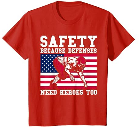 Fútbol Americano Seguridad Porque Las defensas Camiseta, Niños, Rojo, 10 años