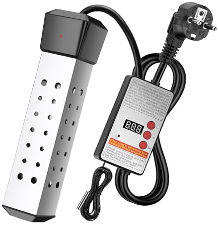 WADEO Tauchsieder 2500W mit Digitaldisplay und Isoliergriff, Elektrischer Tauchwasserbereiter Wassererhitzer, Präzise Temperaturregelung, Tragbarer Wasserkocher Edelstahl für Camping, Reise, Notfälle