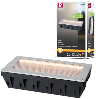 Paulmann Solar LED Bodeneinbauleuchte Sorea Dämmerungssensor IP67 eckig 200x100 mm 2200K 0,3W 14lm 3,7V Eisen gebürstet ABS, Polycarbonat, Edelstahl 95745