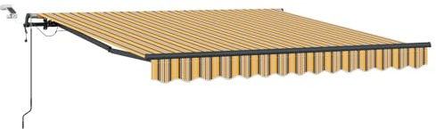 HGFDVCMR Tenda da sole con braccio articolato, 350 x 250 cm, motorizzata con telecomando, tenda retrattile in poliestere, per terrazza e balcone, design moderno, multicolore, con sensore di vento e