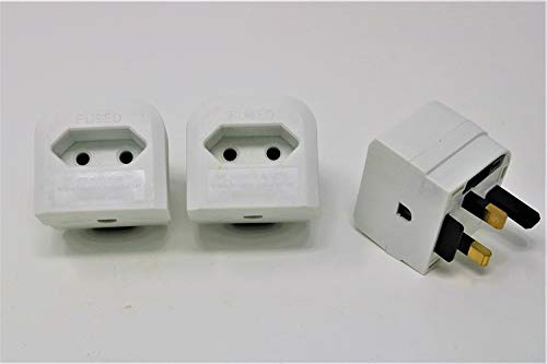 Visua Euro Transformer to UK Converter. 2 Pin European Power Supply to UK Plug. European to UK Adapter (White 3 Pack)