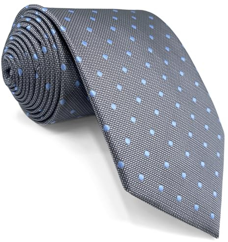 shlax&wing Nouveau Conception Points Homme Cravate Grey Bleu Soie Costume d'affaires Classic