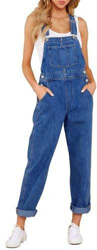 LookbookStore Overalls for Women Spring Summer Overalls 2024 Classic Bib Overalls blue Jean Jumpsuits Fashion Baggy Dungarees Overalls Women Denim Jeans Overalls Size XL Size 16 18