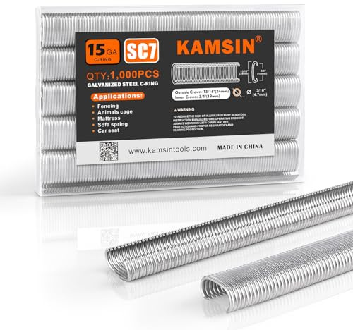 Kamsin SC7 3/4 15 Gauge Galvanized C-Type Hog Ring Staples, 1000 PCS