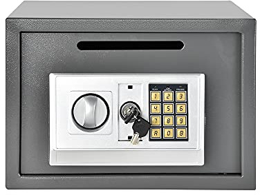 Electronic Safe, Digital Security Safebox for Home Office Hotel, 16L Cabinet Safe with Coin Slot, Wall And Floor Fixings, Fireproof and Waterproof Documents Safe, 25 x 35 x 25 cm, Gray