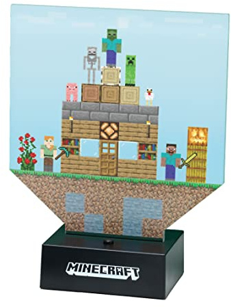 Minecraft Build a Level LED-Licht, Anpassbare Schreibtischlampe und Nachtlicht für Kinder mit über 140 Aufklebern als Schlafzimmerdekoration