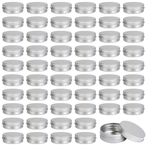 Moretoes 60 Pack Tins, 2Oz Metal Round Tins, Aluminum Tin Cans Containers with Screw Lid for Lotion Bars, Balms, Salve, Spices or Beard Balm