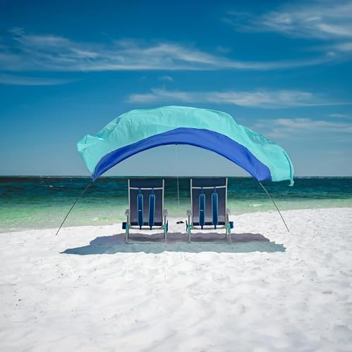 Shibumi Shade Mini 3.0 Version | Beach Canopy Wind-Powered Portable Sun Shade | Provides 75 Sq. Ft. of Shade for up to 4 People | Sets up in 2 Min | Quiet Canopy | Wind Assist Included