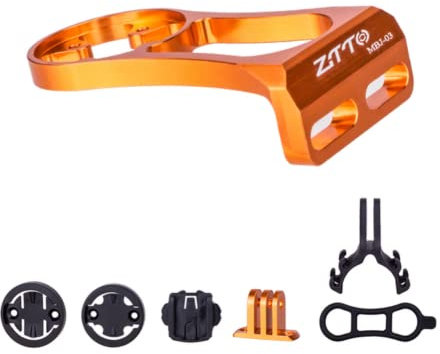 PZAMA Bicycle Stem Computer Mount Camera For Garmin Bryton GPS GoPro Sports Cam Flashlight Holder Heart Rate Road Bike MTB (MBJ3-Orange)