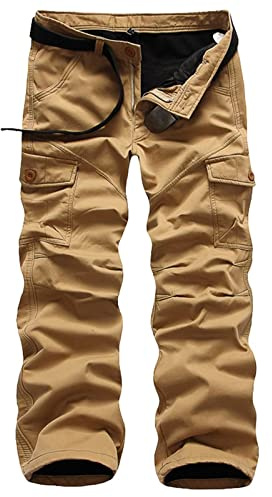 HNVAVQ Pantalon Doublé en Polaire Thermique Automne Hiver pour Homme Pantalon Tactique Cargo