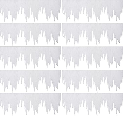 naninoa Winterdeko EISZAPFEN-GIRLANDEN. 9,8 Meter, 10 Stück: 98x30cm. Schneewatte, Eisgirlande, Kunstschnee, Weihnachtsdekoration, Winterdekoration, 1cm dick.
