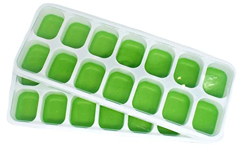 Stampi per Cubetti di Ghiaccio in Silicone con Coperchio - Set da 2, Senza BPA, Facili da Sganciare per Congelatore, Perfetti per Whisky, Cocktail e Bevande Estive Fresche,Verde
