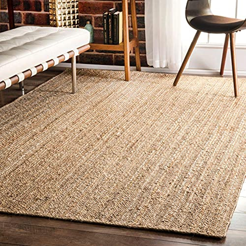 THE PIKKU INTERNATIONAL - Handmade Jute Rug Natural Beige Color Rectangle Hand Woven Farmhouse Jute Area Rug - 60 X 120 cm