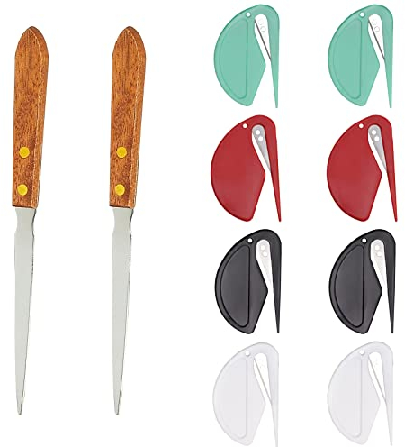 Eabdice 10 Stück Brieföffner, Brieföffner aus Kunststoff, Umschlagöffner aus Edelstahl, Geeignet zum Öffnen von Umschlägen, Zum Öffnen von Umschlägen, Paketen, Kartons (Zwei Stile)