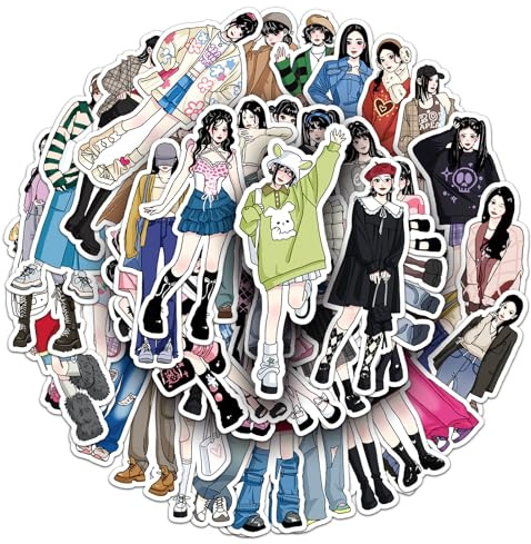 Trendy Fashion Stickers for Girls Teens, 50PCS Stylish Vinyl Dressing Decals for Laptops, Journal Scrapbook - Wardrobe Decals for Fashionistas Adults