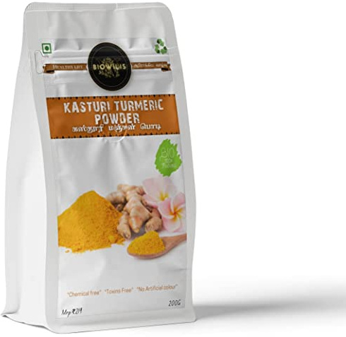 Krähe Kasturi Kurkuma 100% natürliches Hautpflege-Kräuterpulver (Kasturi Haldi Pulver, Kasturi Manjal Pulver) -200g