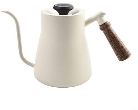 Kaffeekessel mit Thermometer, mit Schwanenhals, 650, 850 ml Fassungsvermögen (850 ml, weiß)