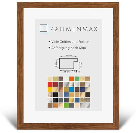 RahmenMax® Morena Bilderrahmen Holz 48x68 cm zum Aufhängen/Bilderrahmen Maßanfertigung möglich/MDF Posterrahmen/Bilder Rahmen in Sumpfeiche Dekor mit 1mm klarem Acrylglas/Puzzle Rahmen