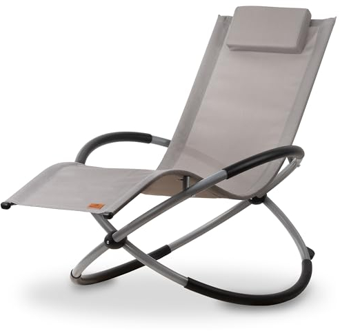 CampFeuer Relaxliege | Grau | Gartenliege klappbar, Sonnenliege, Gartenstuhl | Klappstuhl, Liegestuhl, Schaukelsessel, Schwungliege, Schwingliege, Schaukelliege, Outdoorliege, Strandliege, Balkonliege